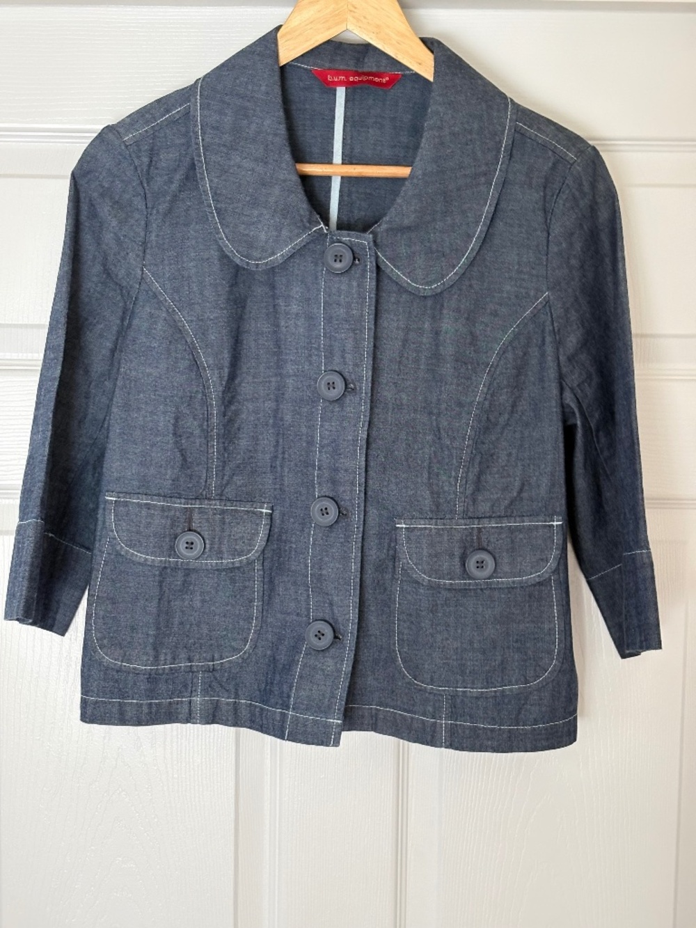NWOT 90’s Denim Blazer Peter Pan Collar Chambray Jacket, M